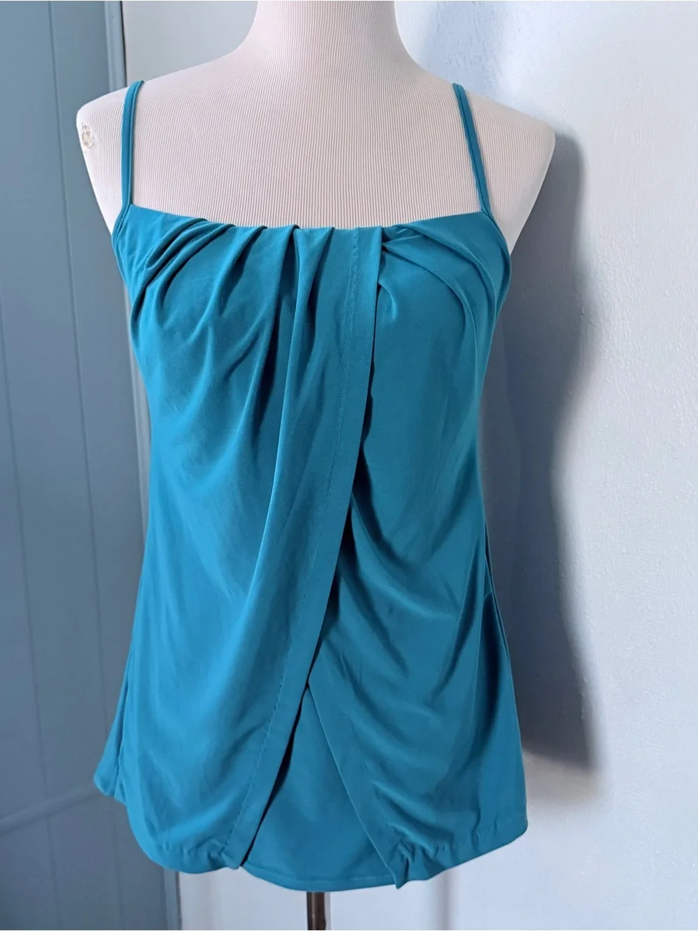 Miraclesuit Blue Padded Adj. Straps Swimsuit Tankini Top Sz M